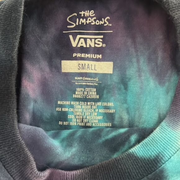 *SOLD* Vans Simpsons Mens T-Shirt Small Blue Otto Tie Dye Acid Short Sleeve Crew - Picture 4 of 9